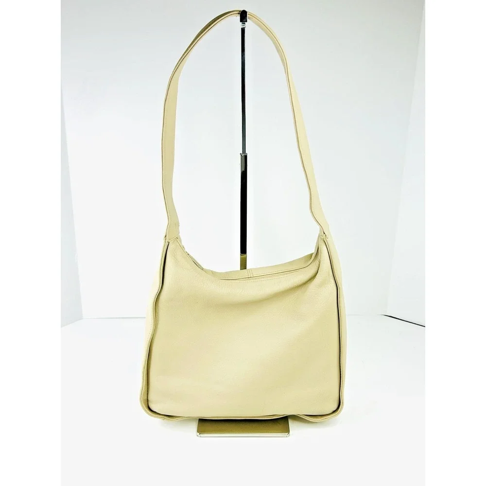 Giani Bernini Hobo Shoulder Bag‎ Leather Medium Messenger Purse Beige NWOT